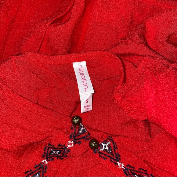 Red Drop Waist Embroidered Dress - Picture 6 of 6